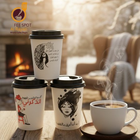 كاسات كرتون كلمات مع غطي